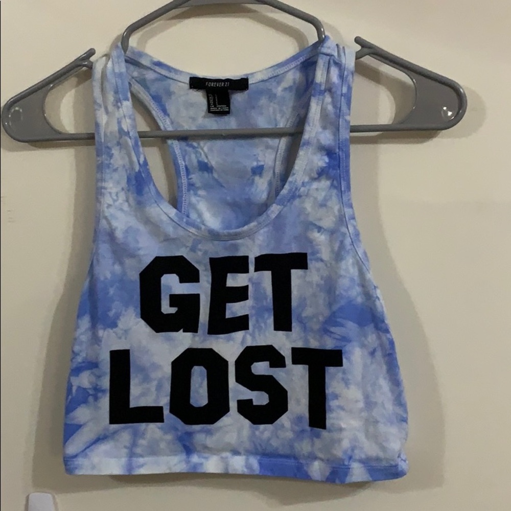 Get Lost Blue and White Marbled Crop Tank